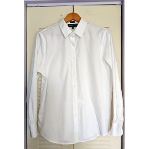 White Button Up Non-Iron Blouse Shirt